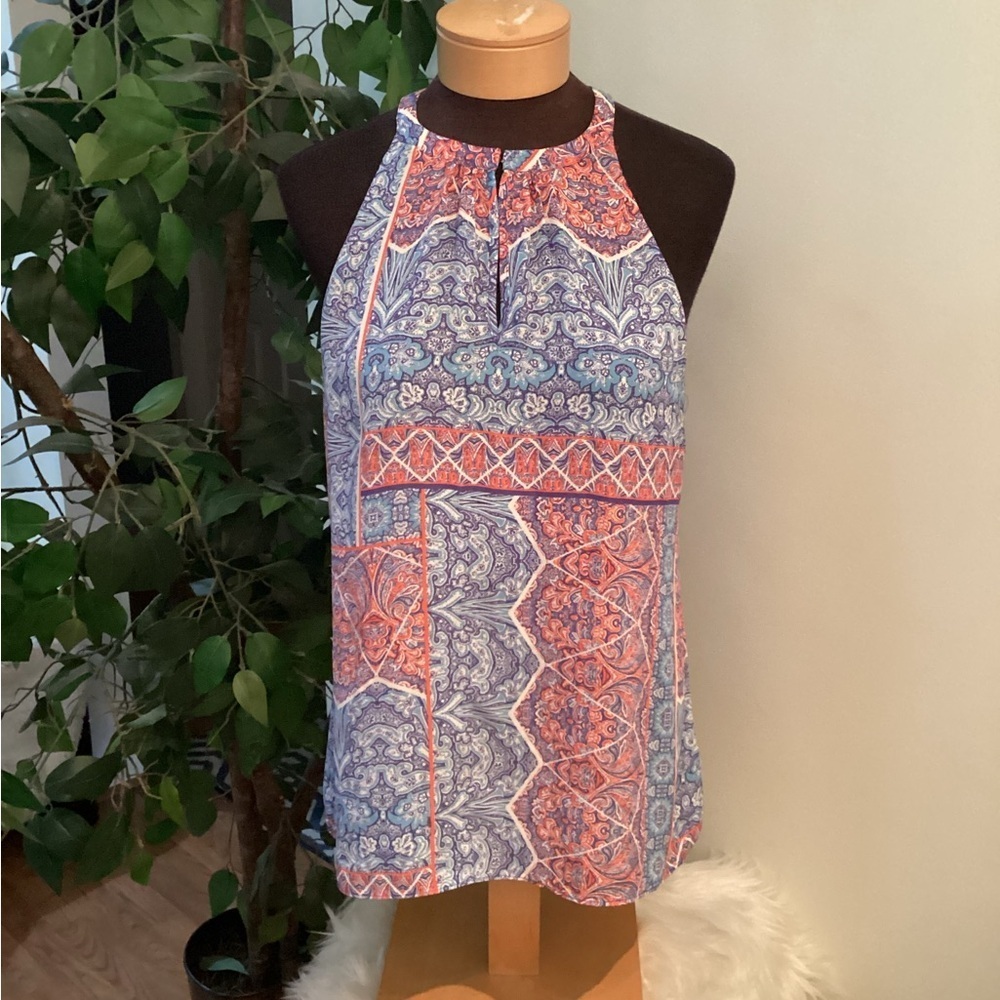 St Tropez West sleeveless racerback paisley night neck tank Woman Large